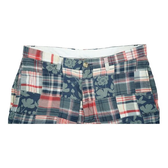 Roundtree & Yorke Cotton Madras Shorts Mens 34 Plaid Patchwork Floral Flat Front - Picture 3 of 5